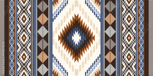 Ethnic geometric pattern, seamless pattern of the Navajo tribe. Native American ethnic. Seamless vector pattern ethnic, seamless Mexican rug, woven carpet. Folk embroidery, Bohemian, Aztec style.