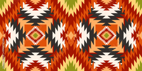 Ethnic geometric pattern, seamless pattern of the Navajo tribe. Native American ethnic. Seamless vector pattern ethnic, seamless Mexican rug, woven carpet. Folk embroidery, Bohemian, Aztec style.