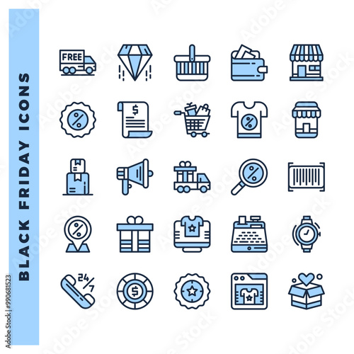 25 Black Friday Two Color icon pack. vector illustration. photo