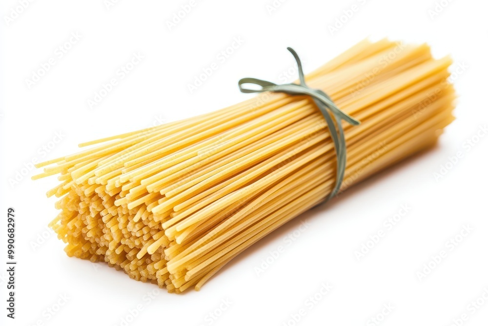 Pasta strands on a white surface Pasta strands on a white surface