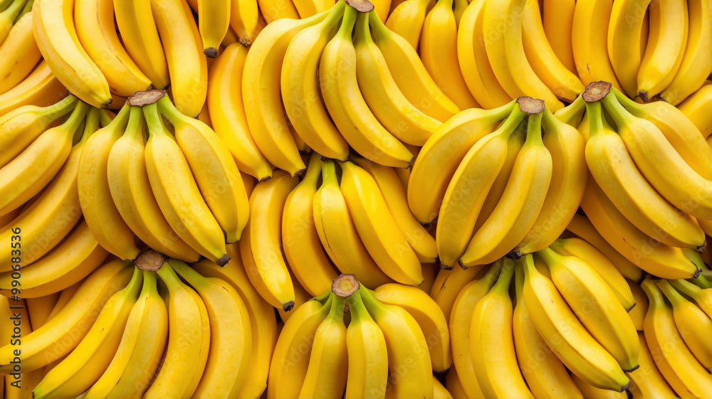 Full screen image of a dense pattern of ripe yellow bananas