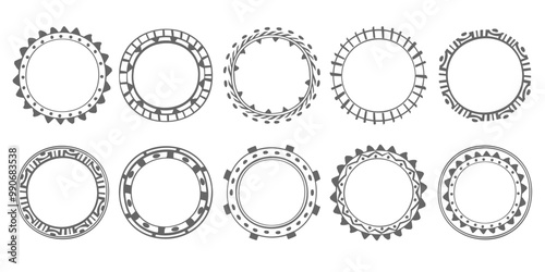 Ethnic tribal circles  hand drawn frame set