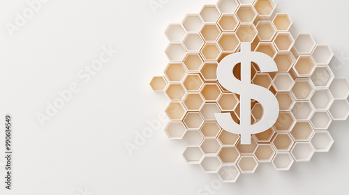 Dollar Sign in Hexagon Patt...