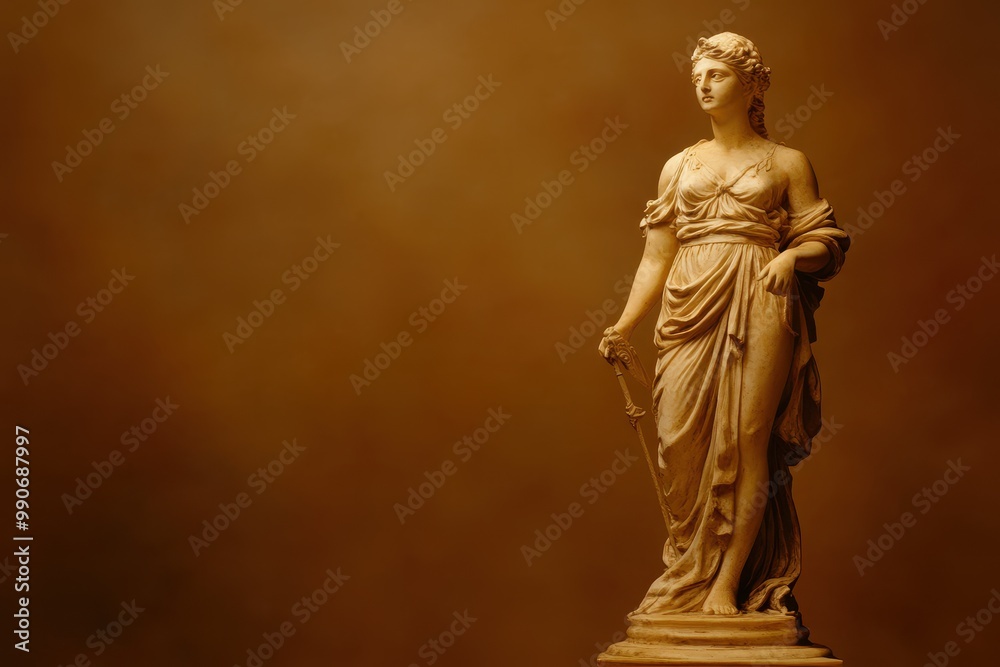 Obraz premium Themis silhouette on brown backdrop