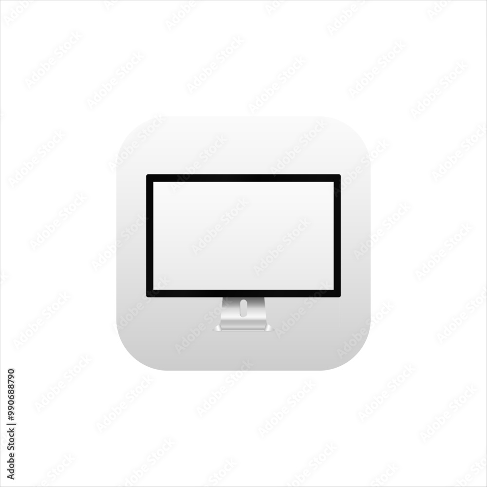 Computer symbol for mobile application in white modern style with gradient. New monitor icon. Computer symbol for mobile application in white modern style with gradient. New monitor icon.