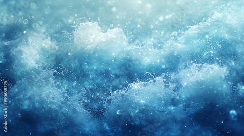 Abstract Blue Water Splash Background - Digital Art Illustration