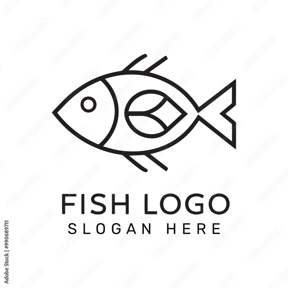 Vector fish logo design flat black illustration Vector fish logo design flat black illustration