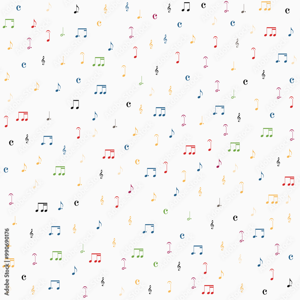 colourful music notes on white background seamless pattern colourful music notes on white background seamless pattern