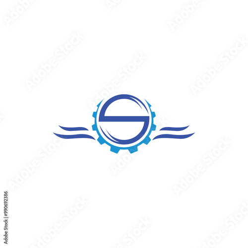 Letter S Tech Gear Logo Design illustration, S Tech Digital Logo Design