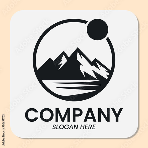 simple mountain theme logo for outdoor companies photo