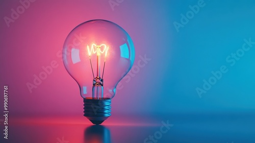 Glowing light bulb symbolizing creative idea innovation and business success