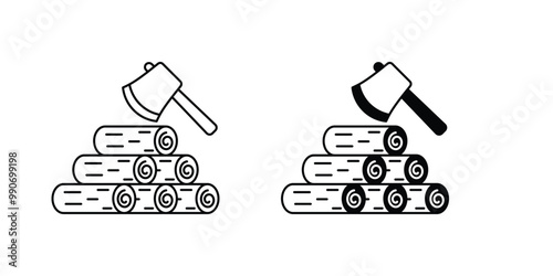 firewood set icon with white background vector stock illustration