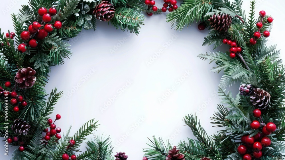 Traditional Christmas letterhead border with a decorative wreath Traditional Christmas letterhead border with a decorative wreath