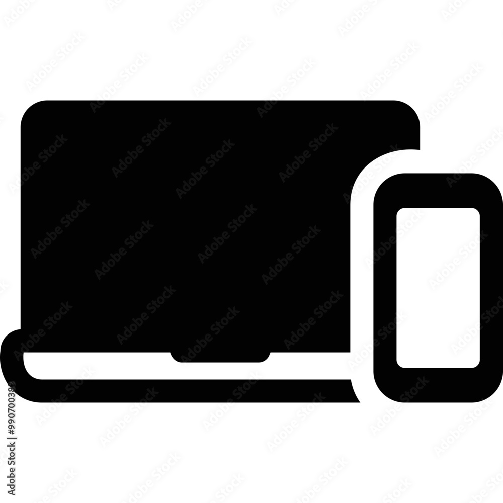 Simple vector icon laptop, smartphone, connection Simple vector icon laptop, smartphone, connection