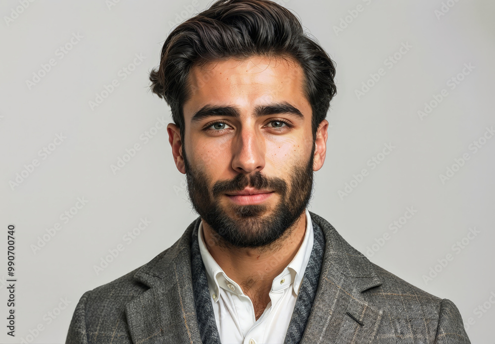 Confident man in formal suit posing with a neutral background Confident man in formal suit posing with a neutral background