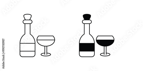 wine glass set icon with white background vector stock illustration