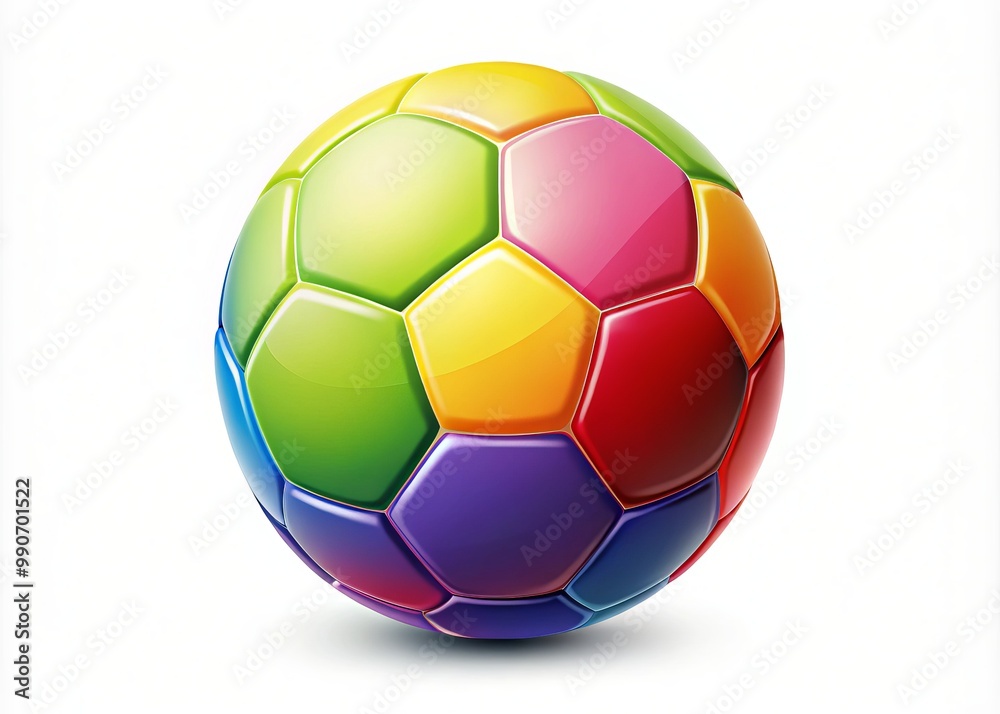 Isolated soccer ball vector leaping off a white backdrop, bursting with dynamic colors and movement, ideal for sports Isolated soccer ball vector leaping off a white backdrop, bursting with dynamic colors and movement, ideal for sports