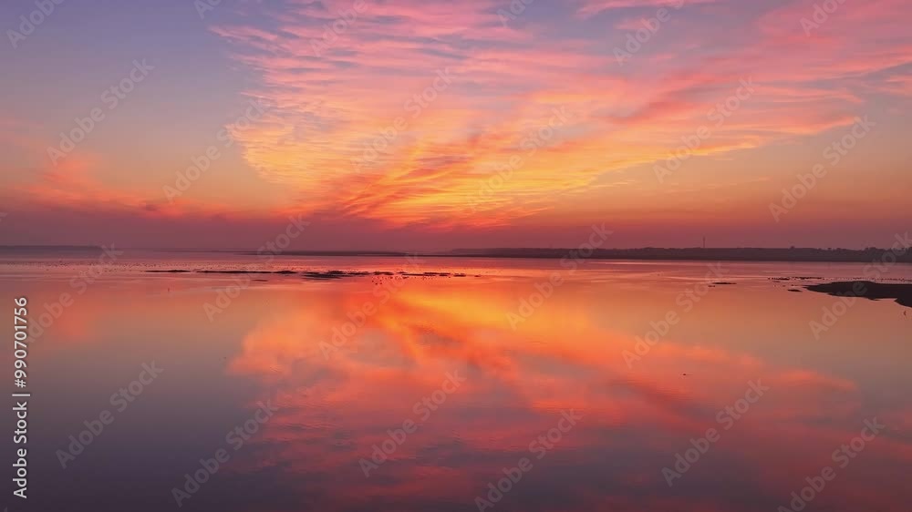 Migratory birds in winter, sunset at Poyang Lake in Jiangxi Migratory birds in winter, sunset at Poyang Lake in Jiangxi