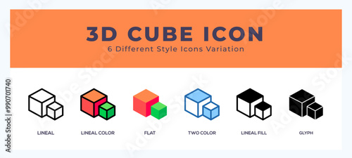 3d cube icon set pack vector illustration.