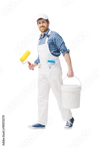 Bild auf Leinwand Confident house painter holding tools