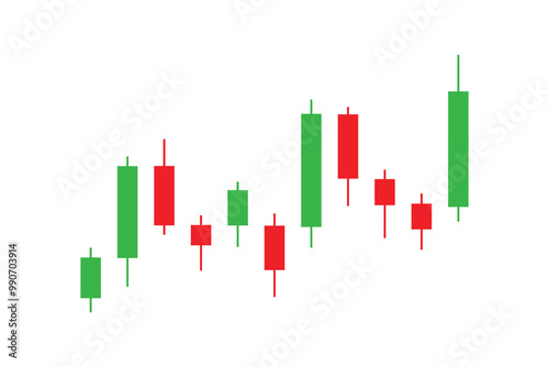 Business candle stick graph chart of stock market investment trading on white background design.