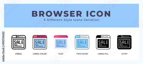 Browser icon in different style vector illustration.