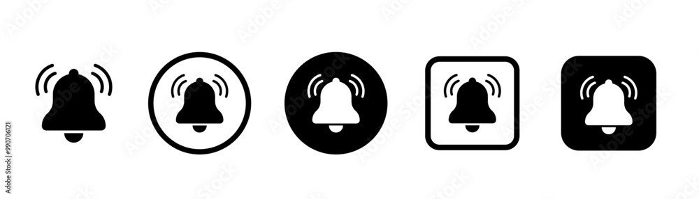 Bell icon. Notification bell icon set. Social media element. Alarm symbol. Vector illustration Bell icon. Notification bell icon set. Social media element. Alarm symbol. Vector illustration