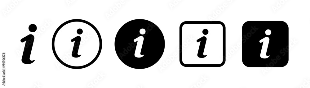 Info icons set. Information icon on isolated on white background. Info button. Info icons set. Information icon on isolated on white background. Info button.