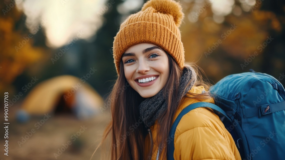 Joyful Adventurer at a Scenic Campsite Joyful Adventurer at a Scenic Campsite