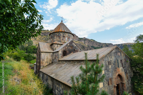 Gndevank monastery in canyon of Arpa river near Jermuk, Armenia photo