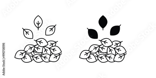 pile of leaves set icon with white background vector stock illustration