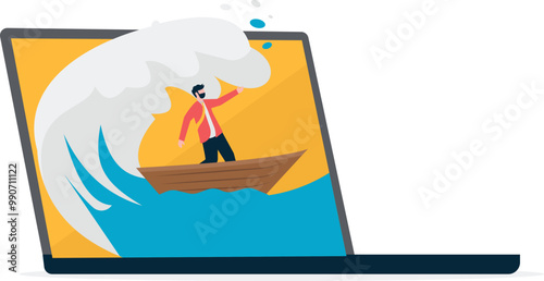 Businessman surfing the internet using laptop
