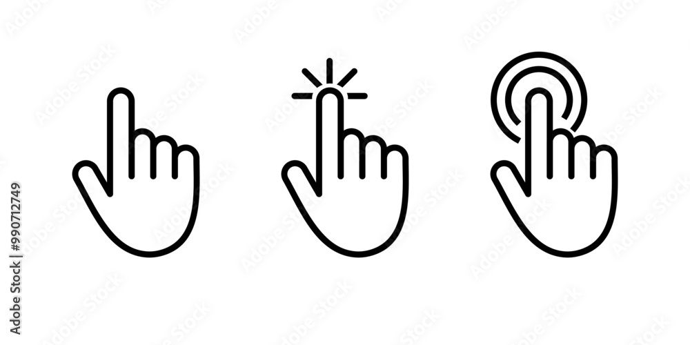 Obraz premium Set of Hand Cursor icons click. Cursor hand symbol, computer click button.