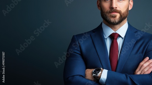 Confident Businessman in Formal Suit Pose