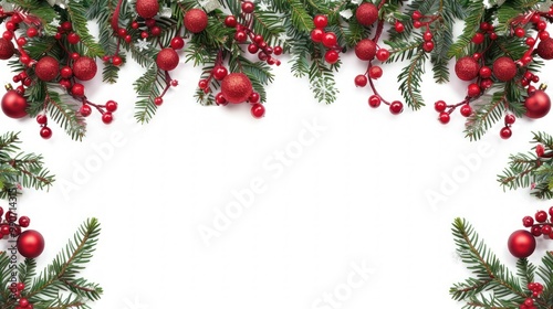 Modern Christmas letterhead border with red and green accents