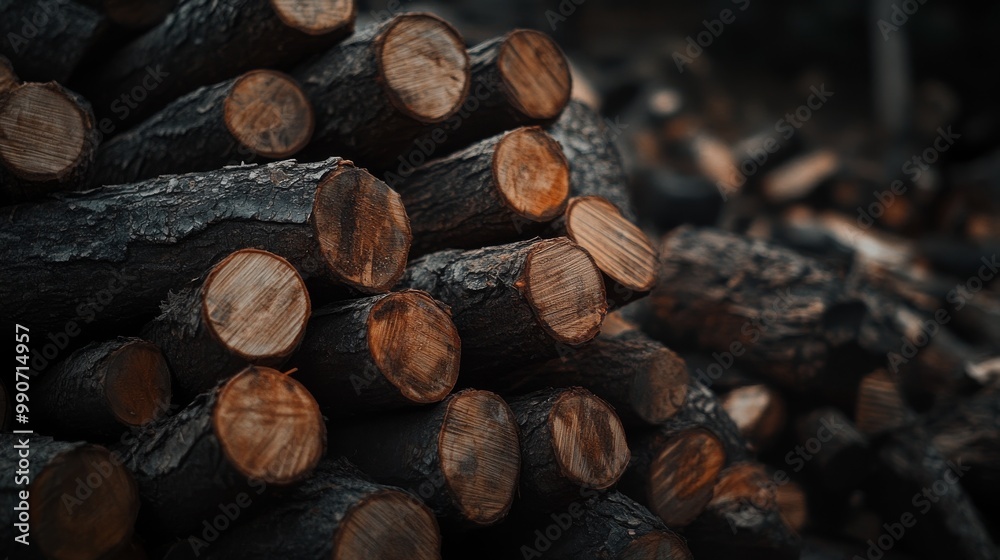 A bunch of wood is piled high against a dark background. It looks like the wood might topple over any minute. A bunch of wood is piled high against a dark background. It looks like the wood might topple over any minute.