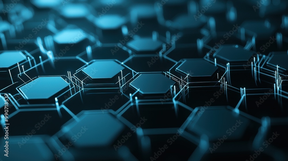 Obraz premium Sleek Futuristic Hexagon Pattern Digital Abstract Backdrop