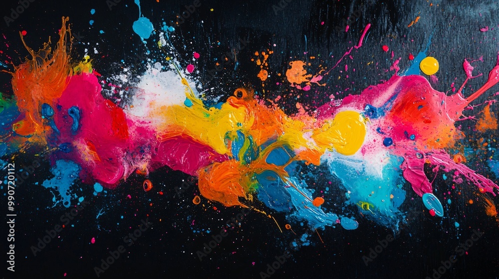 Abstract splashes of vibrant colors on a black background Abstract splashes of vibrant colors on a black background