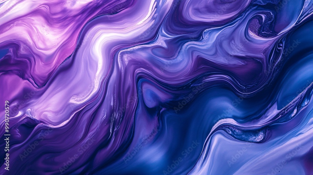 Abstract, swirled paint effect in shades of purple and blue Abstract, swirled paint effect in shades of purple and blue