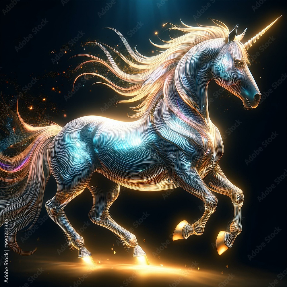 Racing Unicorn with Neon Glow Racing Unicorn with Neon Glow