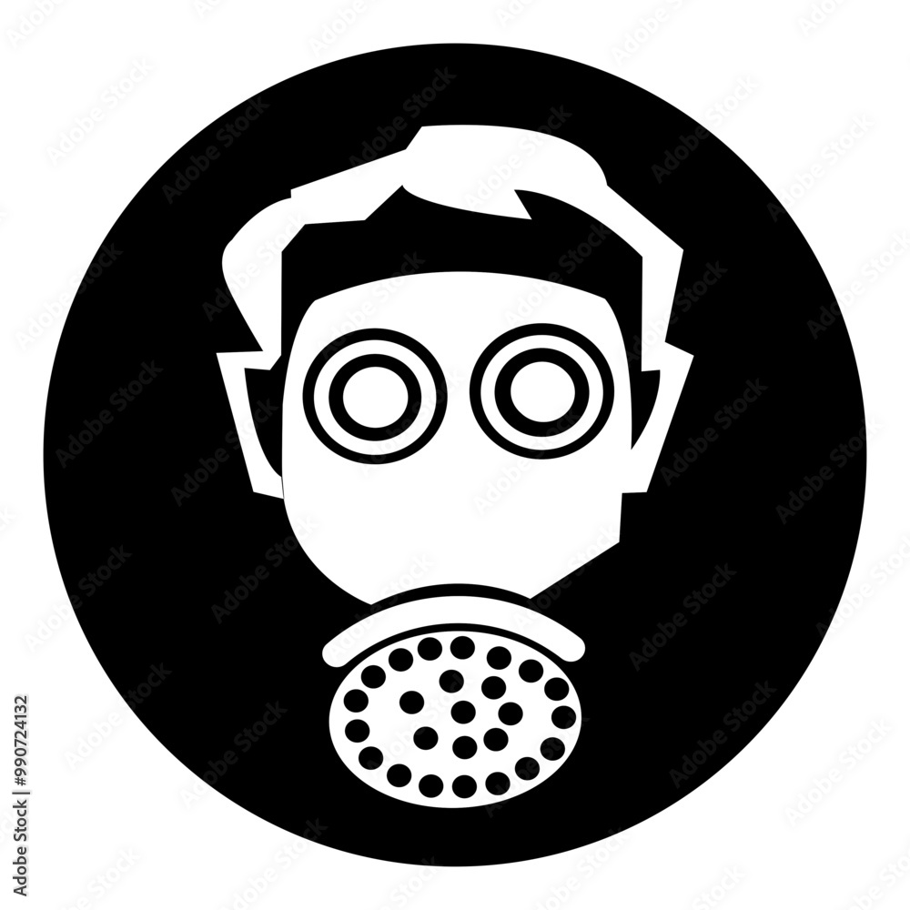 ISO mandatory safety signs_wear fullface respiratory_symbol and pictogram only_black and white edition	
