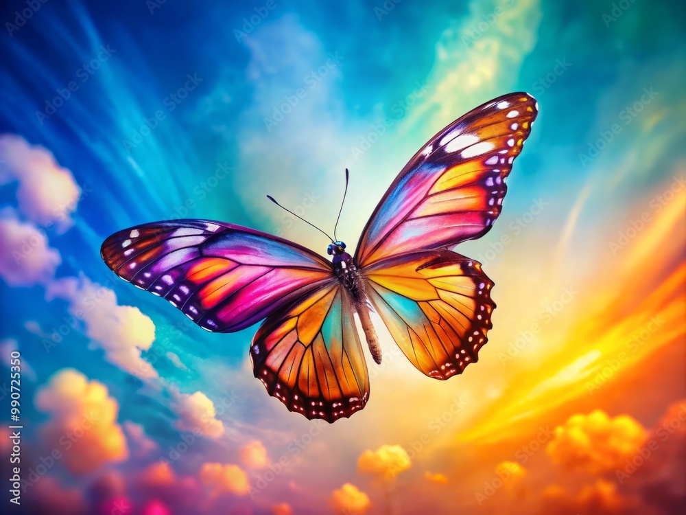 With effortless ease, a butterfly glides through the air, embodying transformation, beauty, and freedom as its vibrant With effortless ease, a butterfly glides through the air, embodying transformation, beauty, and freedom as its vibrant
