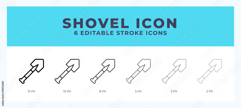 Shovel line icon illustrations with editable strokes. Shovel line icon illustrations with editable strokes.