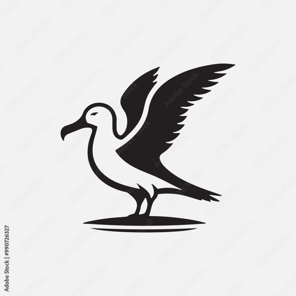 Fototapeta premium Albatross bird black silhouette vector Design.