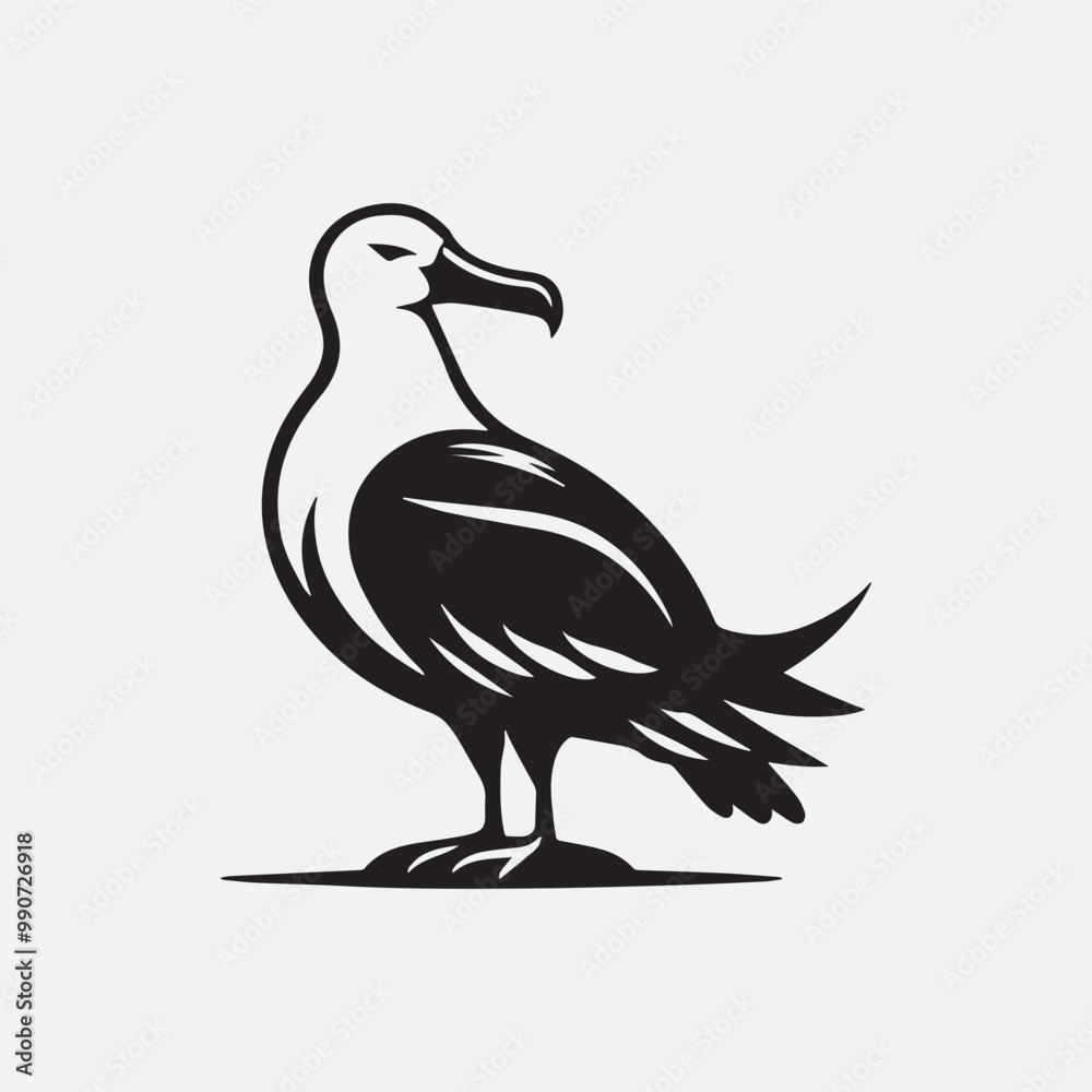 Fototapeta premium Albatross bird black silhouette vector Design.