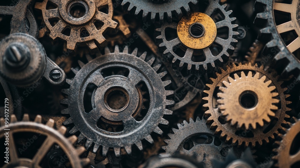 The photo shows a bunch of gears, all different sizes, meshing together. It's a reminder that complex systems are made up of many interconnected parts. The photo shows a bunch of gears, all different sizes, meshing together. It's a reminder that complex systems are made up of many interconnected parts.