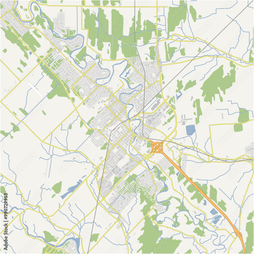 Fototapeta premium Map of Joliette in Canada in a normal road map style. Contains layered vector with roads water, parks, etc.