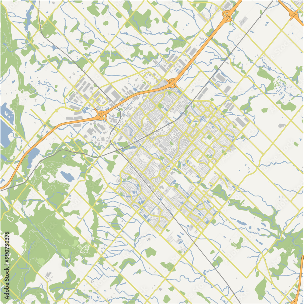 Fototapeta premium Map of Milton in Canada in a normal road map style. Contains layered vector with roads water, parks, etc.