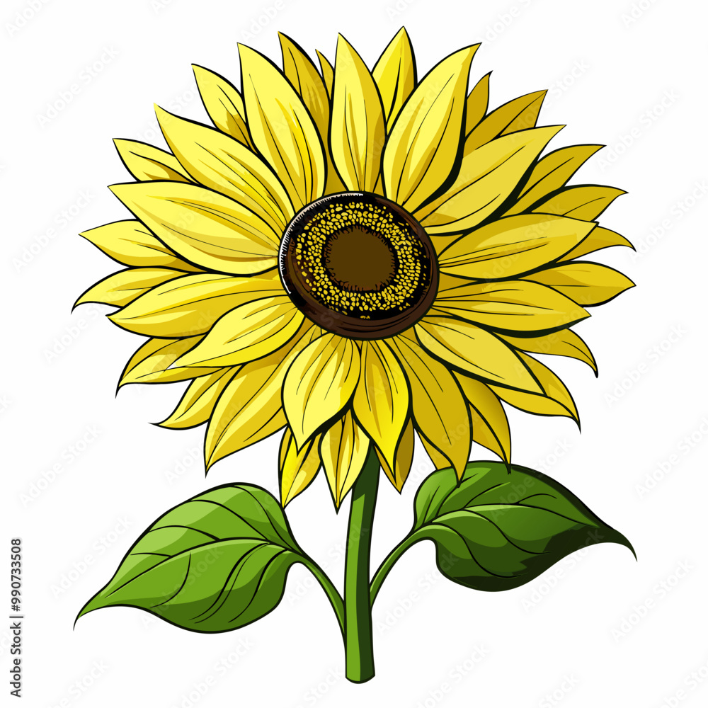 Fototapeta premium Sunflower isolated, vector.