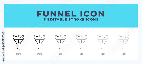 Filter funnel icon vector illustration. With editable stroke for web. App and more.